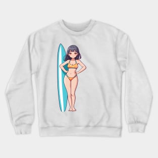 Cute anime girl bikini summer beach Crewneck Sweatshirt